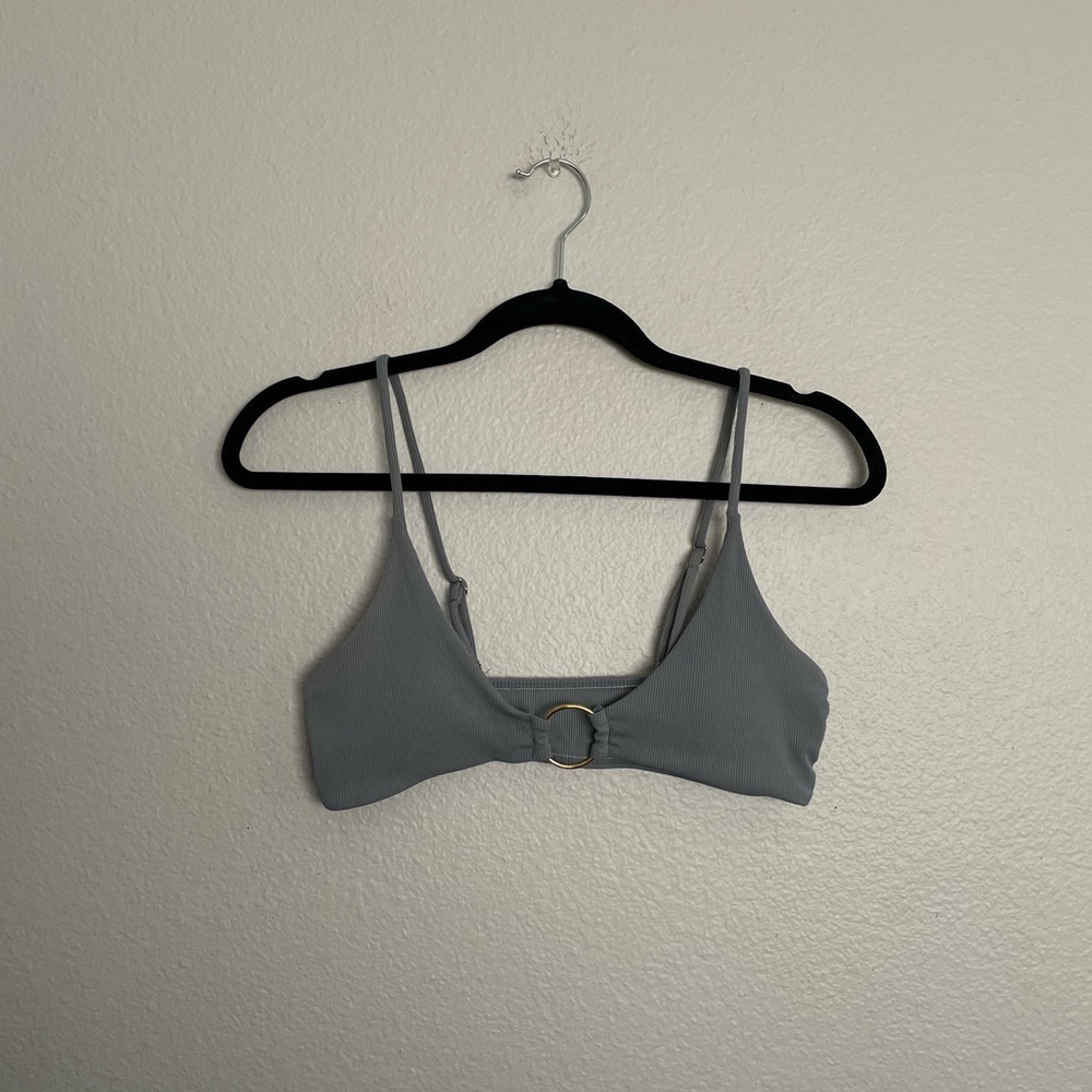 Gray and gold ring bikini top